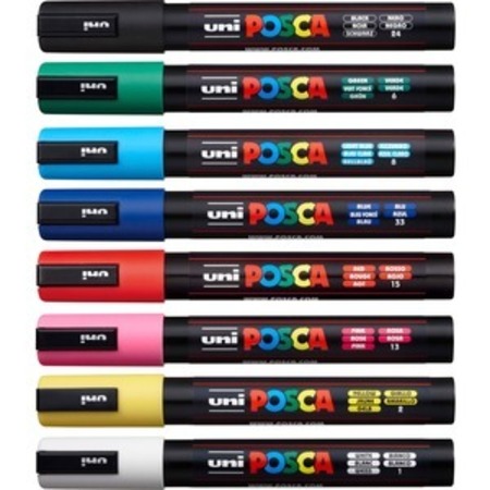 UNI-BALL UBCPieces5M8C Marker, Med Point, Ast, 8PK UBCPC5M8C